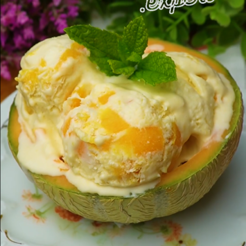 Sweet and Spicy Delight Cantaloupe Ice Cream Recipe | Reteta de inghetata de pepene galben - Yummy E