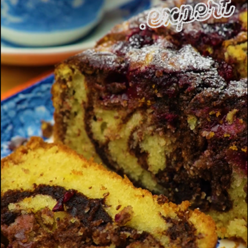 Fluffy Cherry Marble Cake with Vanilla and Cocoa - Yummy Expert