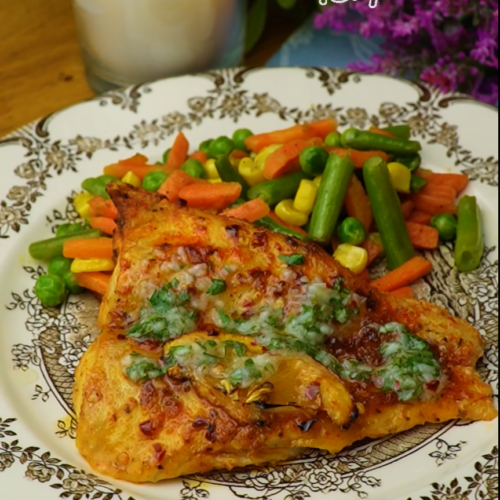 Oven-Baked Lemon Fish with Garlic Sauce & Buttered Vegetables - Yummy Expert