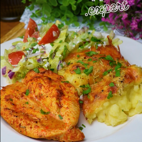 Oven-Baked Mashed Potatoes with Chicken Breast and Cheddar | Piure de cartofi copt la cuptor cu piep